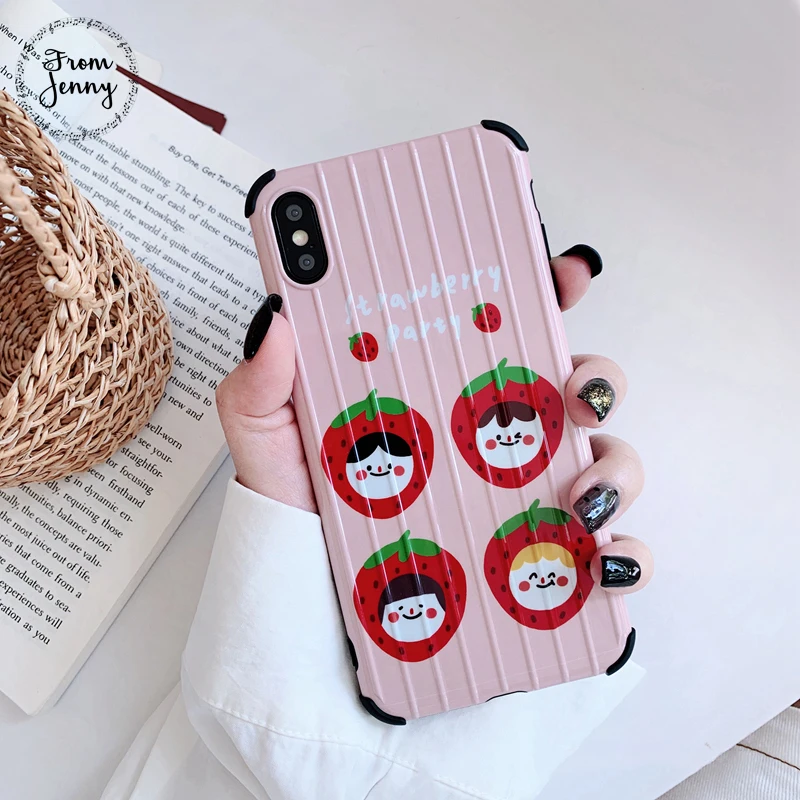 From Jenny Strawberry Cartoon Girl for iPhone x xr xs max 6 6s 7 8 Plus Illustrator Silicone Phone Soft Case |