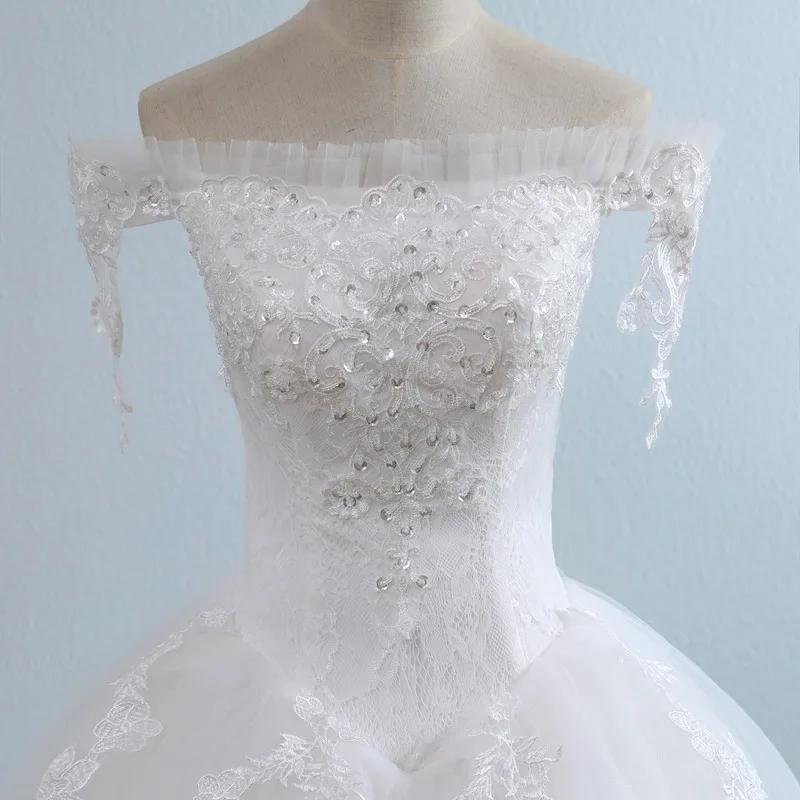 Кружева рюшами Noiva Casamento кружева обратно А силуэта аппликация Мода простой белый