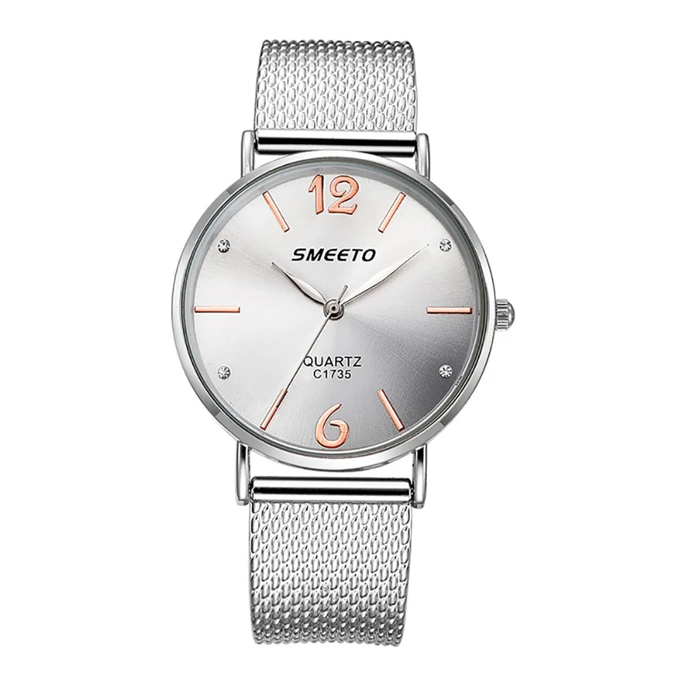 Для женщин Силиконовая сетка Группа Круглый Циферблат Аналоговый Мода кварцевые