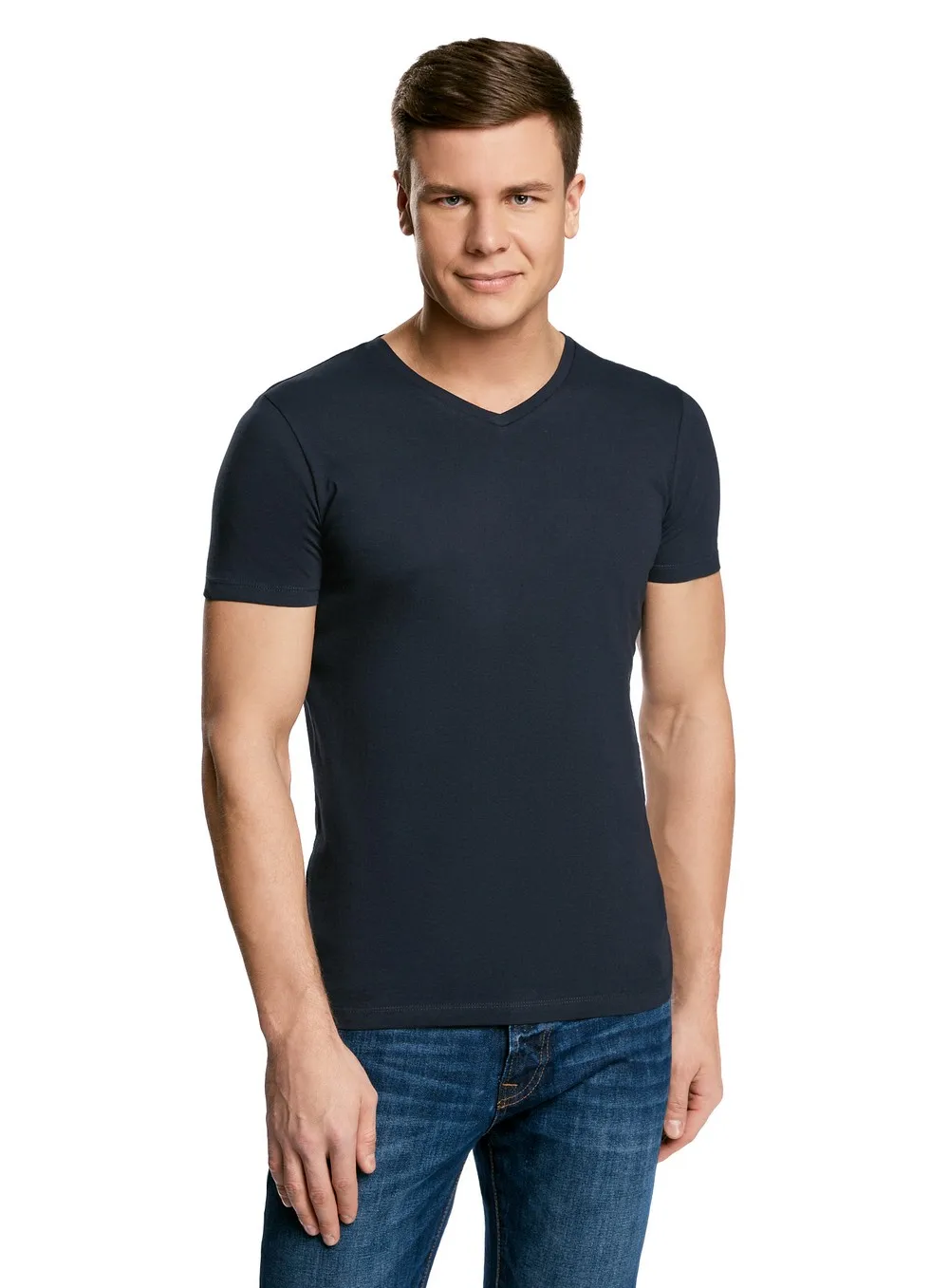 oodji Футболка базовая с V образным вырезом 5B612001M 44135N|t-shirt for men|men t-shirtt-shirt men |