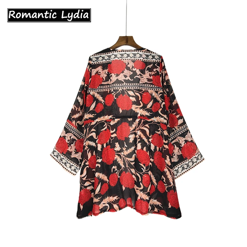 Для женщин Boho Chic кимоно с цветочным принтом кардиган Sxey Повседневное летнее