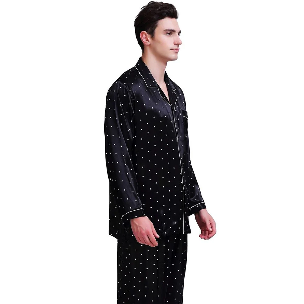 Мужской Шелковый Атласный пижамный комплект PJS Пижама для отдыха США S M L XL XXL 3XL