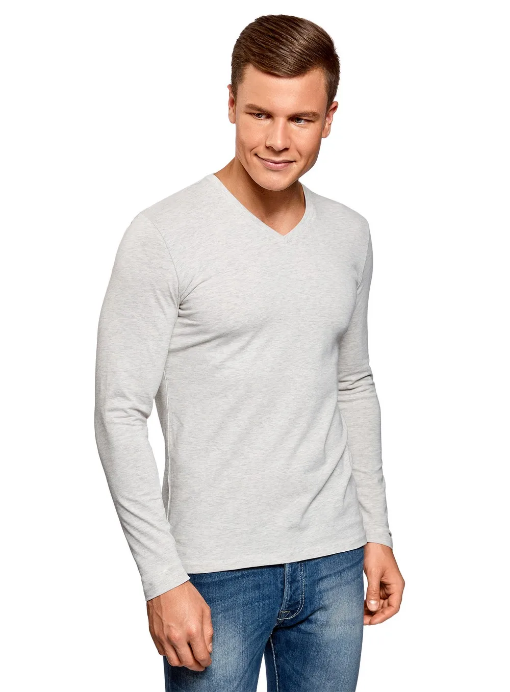 oodji Футболка с длинным рукавом и V образным вырезом 5B511002M 39265N|t-shirt for men|men t-shirtt-shirt men