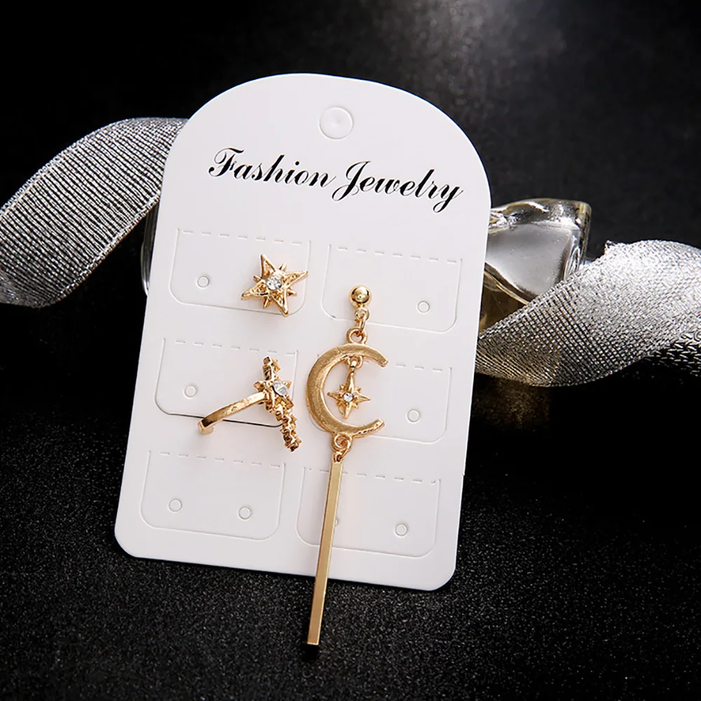 Bls чудо винтажные геометрические мульти элемент серьги золотые Цвет звезд Луны с