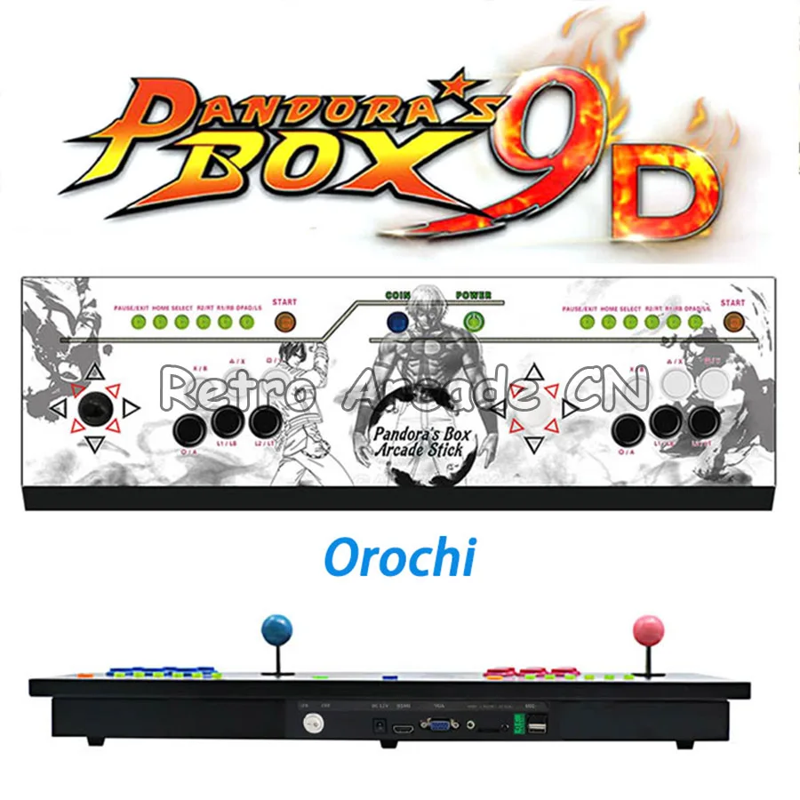 Pandora box 9d 1500/2222 в 1 Консоль 2 плеера джойстик Кнопка Разъем HDMI VGA HD usb для ПК ps3 pandora's box 5s 6s 7 - Цвет: Orochi