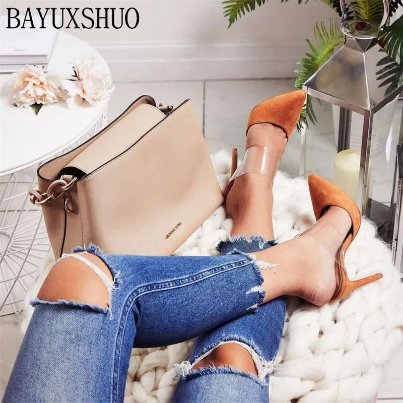 BAYUXSHUO 2019 летние женские сандалии модные сланцы тапочки на высоком каблуке мюли