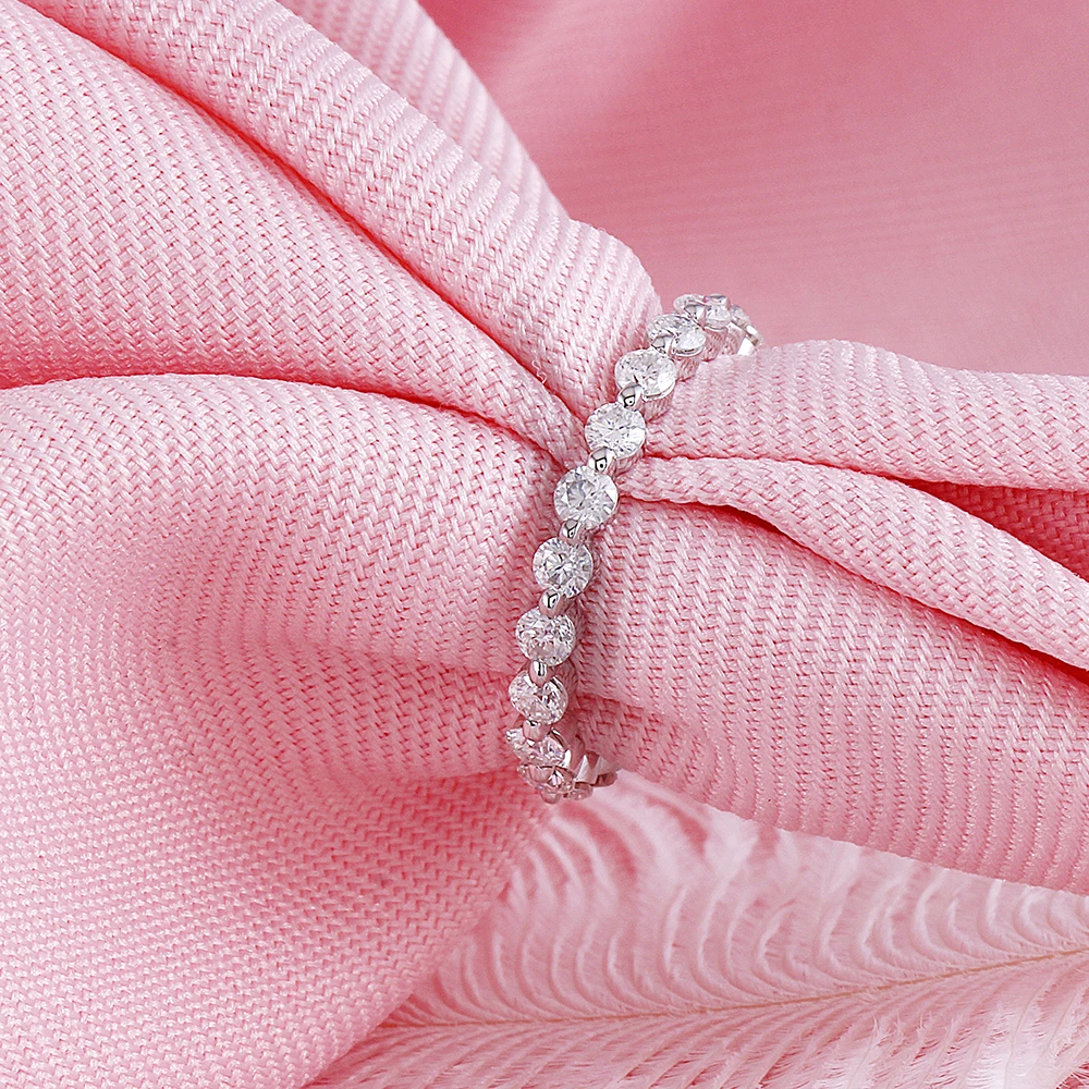 DovEggs Chic 14K 585 белый золотой полная Вечность Обручальное кольцо с 2 мм лабораторные