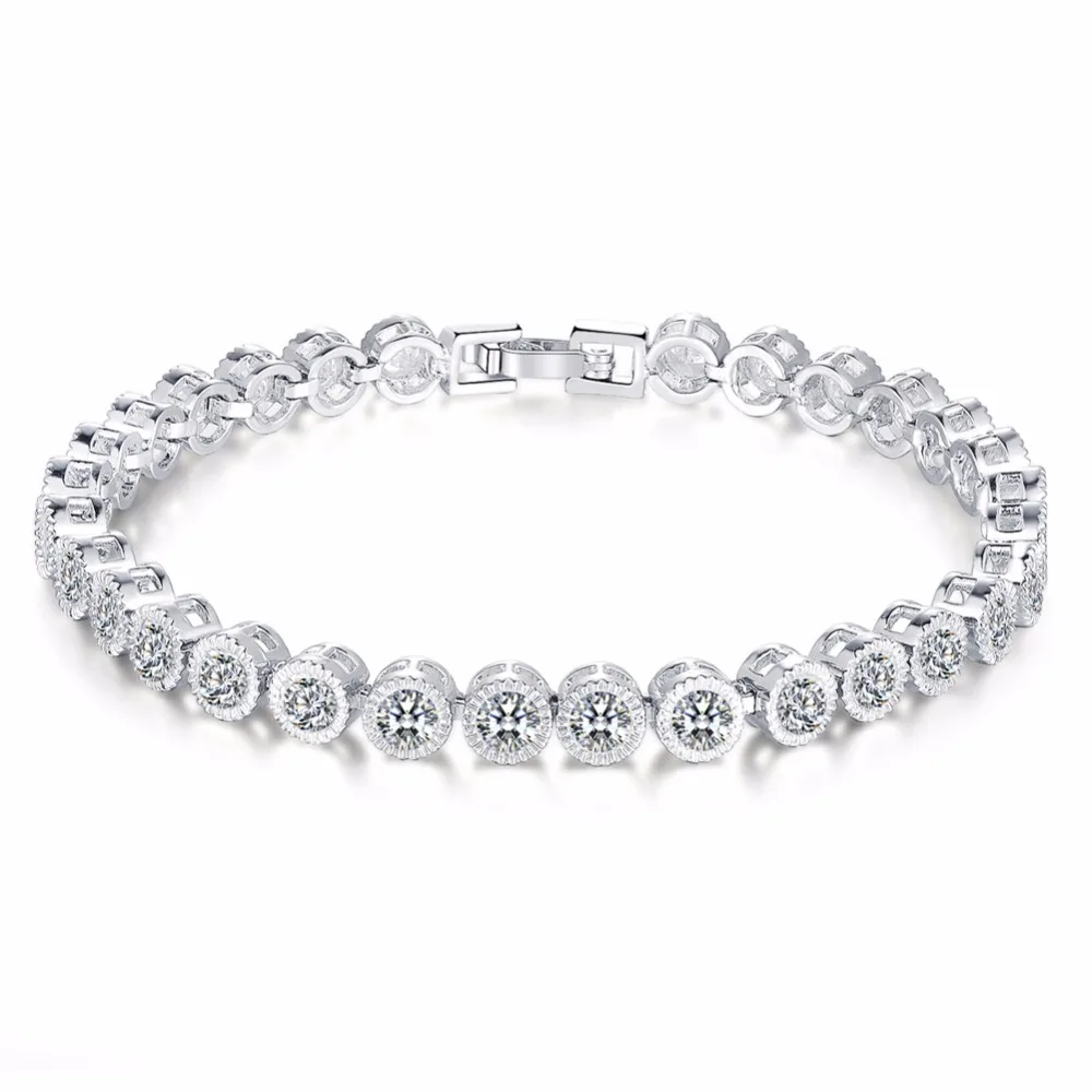 

Women Wonderful Crystal Element Round-Cut Cubic Zirconia Tennis Bracelet 7.48"