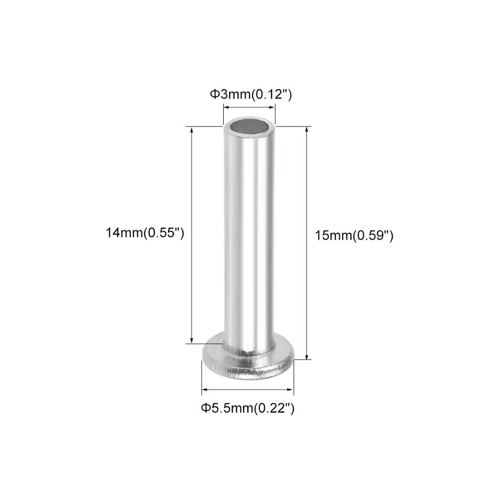 Заклепки UXCELL 100 шт. алюминиевые полутрубчатые заклепки с плоской головкой