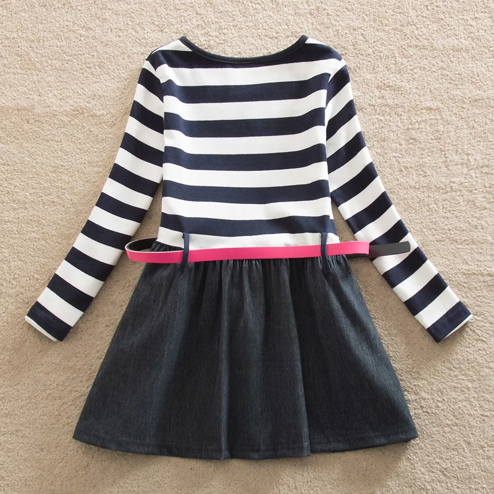 NEAT/Одежда для девочек платье с длинными рукавами Полосатое цветочной вышивкой