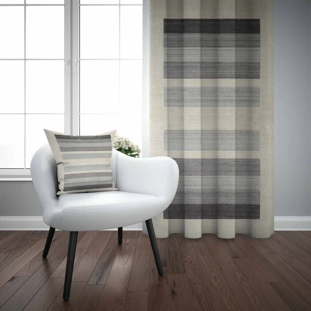 

Else Gray Floor Black Stripes Lines Nordec Design 3D Print Living Room Bedroom Window Panel Curtain Combine Gift Pillow Case