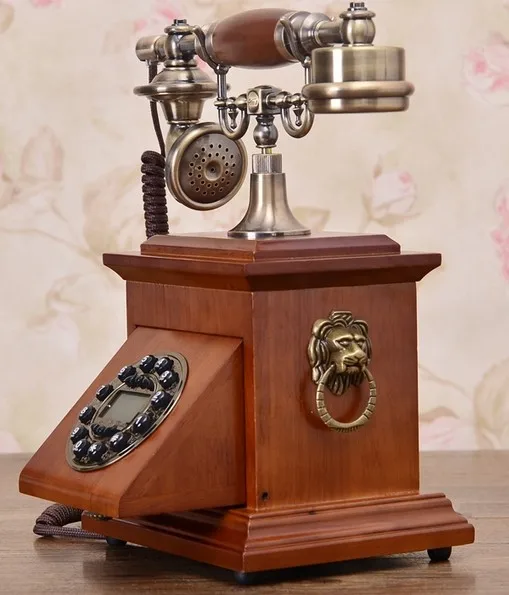 Старинный телефон из массива дерева деревенский телефон/синяя