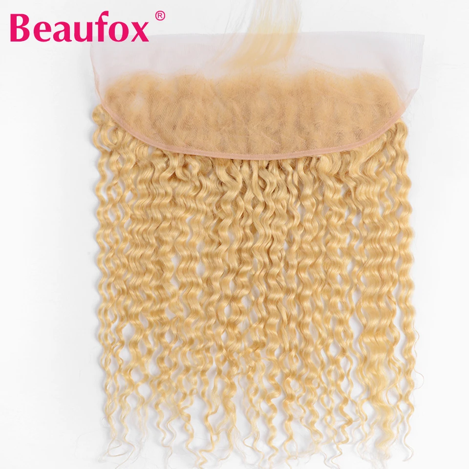 Beaufox 613 человеческие волосы, кружева, фронтальные, Детские волосы, блонд, волна воды, кружева, лобовое закрытие 13*4 Remy, часть