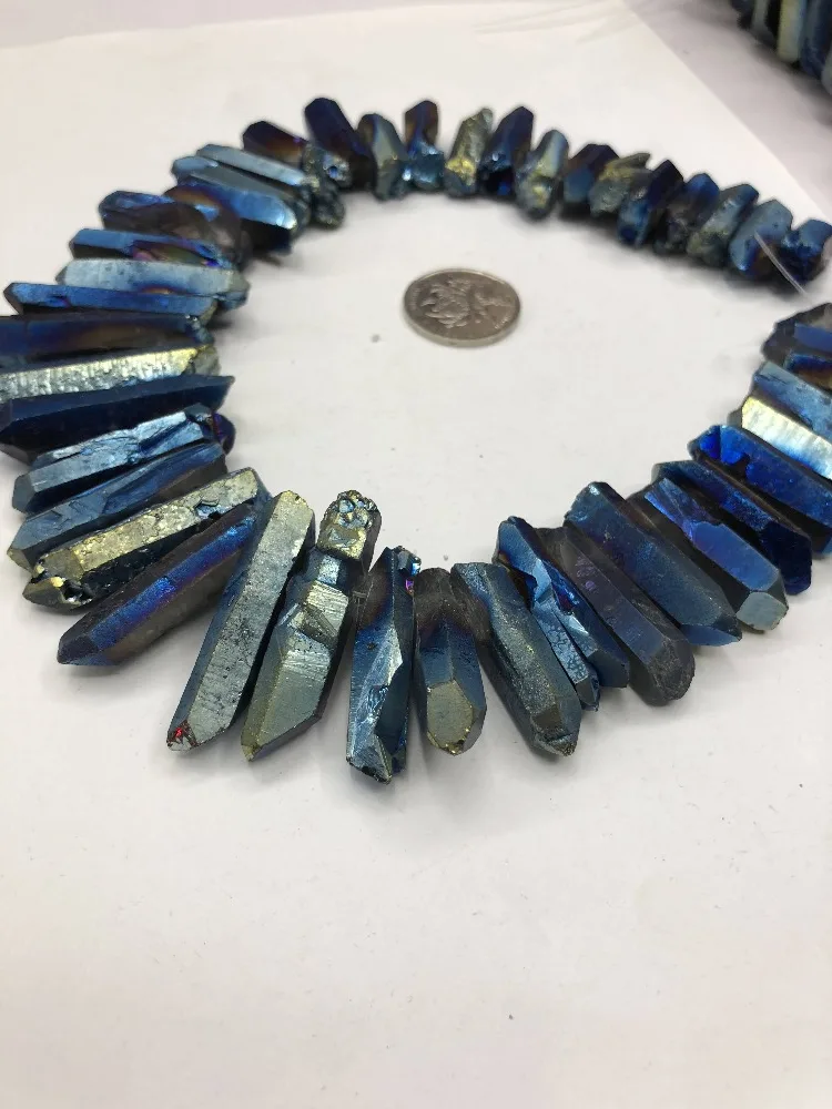 

8-12x20-45mmNatural Turri Quartzs Blue Light Wand Worry stone Semi Precious Beads Loose beads Strand 15 inches Wholesale For DIY