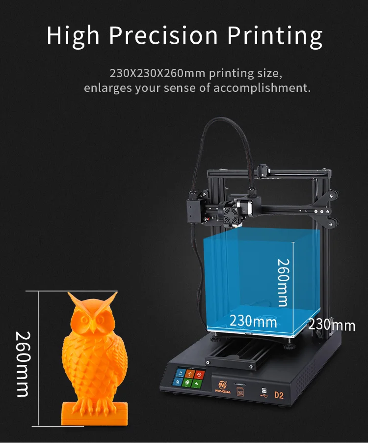 Двойные винты Z-Axis D2 MINGDA Настольный 3D-принтер по самой низкой цене для продвижения