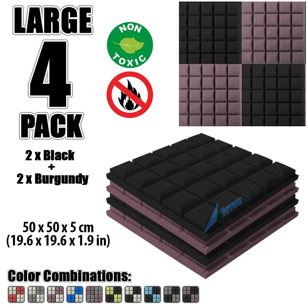 Black and Purple Arrowzoom 4 шт. 19," x 19,6" x 1," Цветная комбинированная полусфера сетка плитка студия Звукопоглощающая Панель акустическая пена лечение - Цвет: Black and Purple