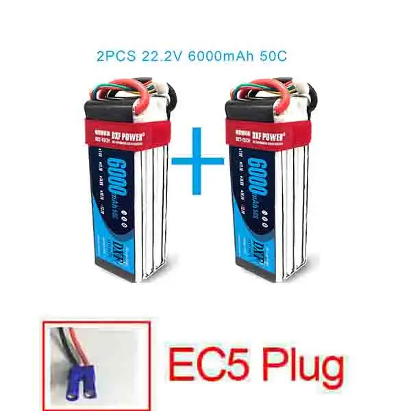 6S6000mah50C-EC5 2 шт. DXF 2S 3S 4S 6S 7,4 V 11,1 V 14,8 V 22,2 V 6000mAh 50C Lipo батарея rex-450 вертолет с фиксированным крылом Квадрокоптер RC автомобиль Лодка - Цвет: 6S6000mah50C-EC5