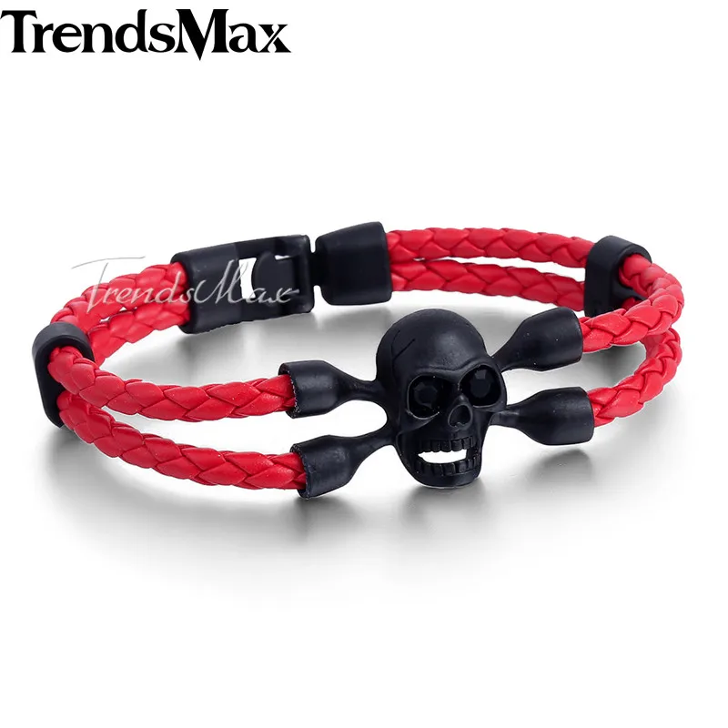 Браслет мужской/женский Плетеный с черным черепом из кожи|jewelry guild|jewelry cancerjewelry