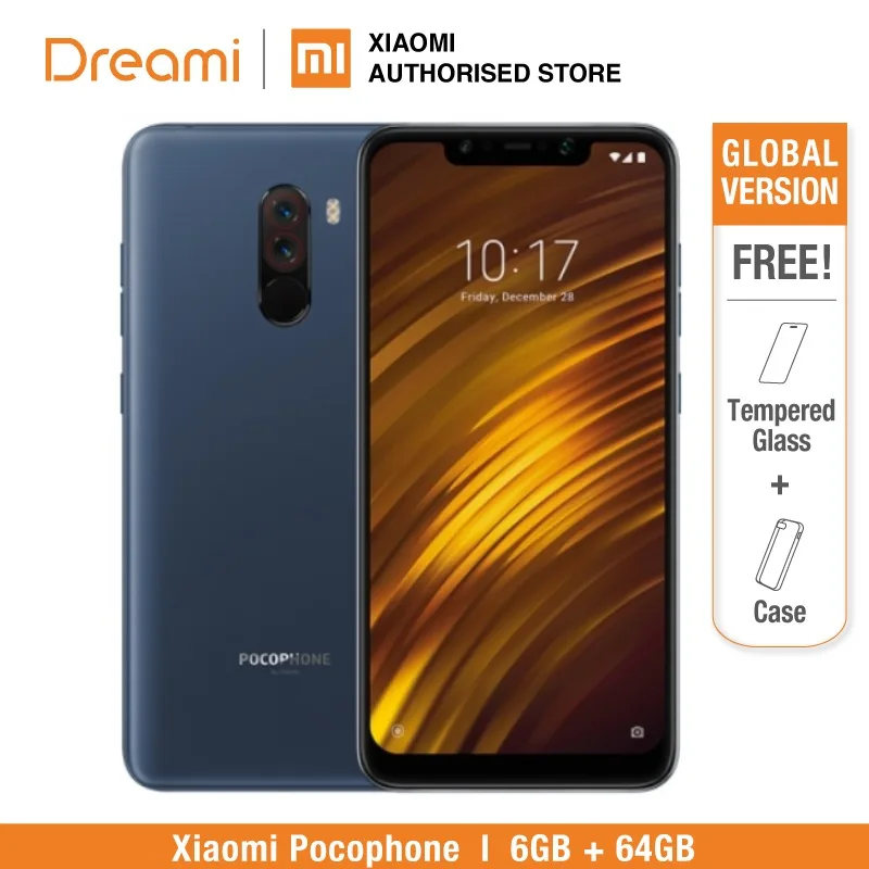 Глобальная версия Pocophone F1 64 ГБ Встроенная память 6 ГБ Оперативная память( комплект и запечатанная коробка - Цвет: Blue EU 64GB
