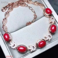 kjjeaxcmy fine jewelry 925 silver inlaid natural red coral ruby womens bracelet support detection