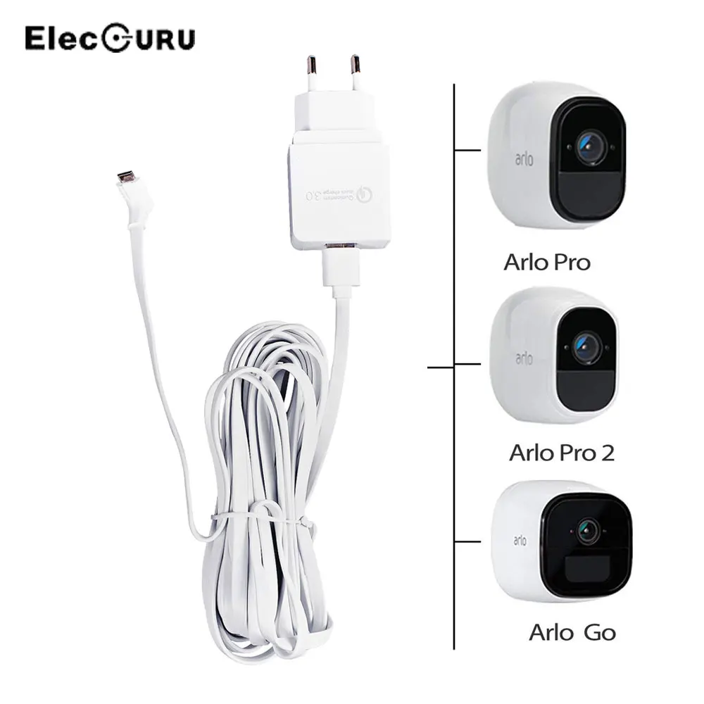 

20ft/6m Weatherproof Charging Cable with Adapter for Arlo Pro 2/Arlo Pro/Arlo Go Camera Quick Charging Arlo Camera Accessories