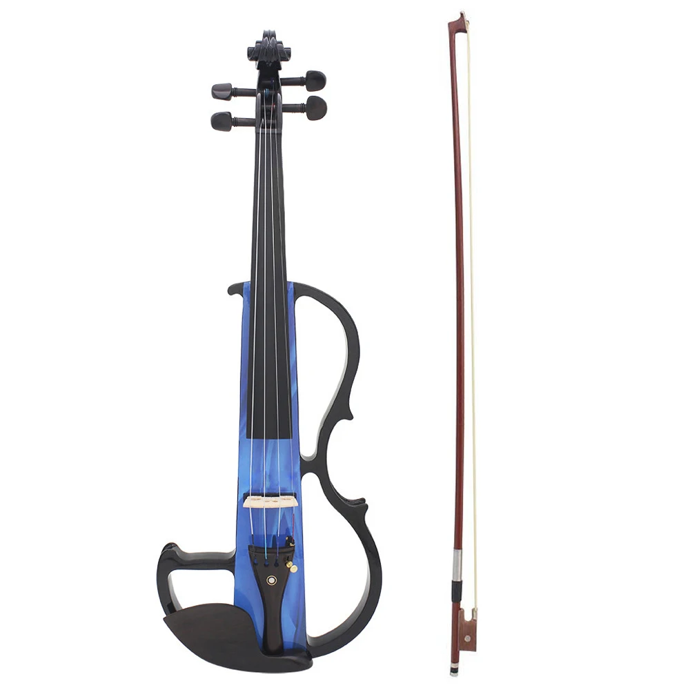 Electric Maple Wood Fiddle Full Size 4/4 Violin Stringed Instrument Ebony Fretboard with bow hand case for Begin |