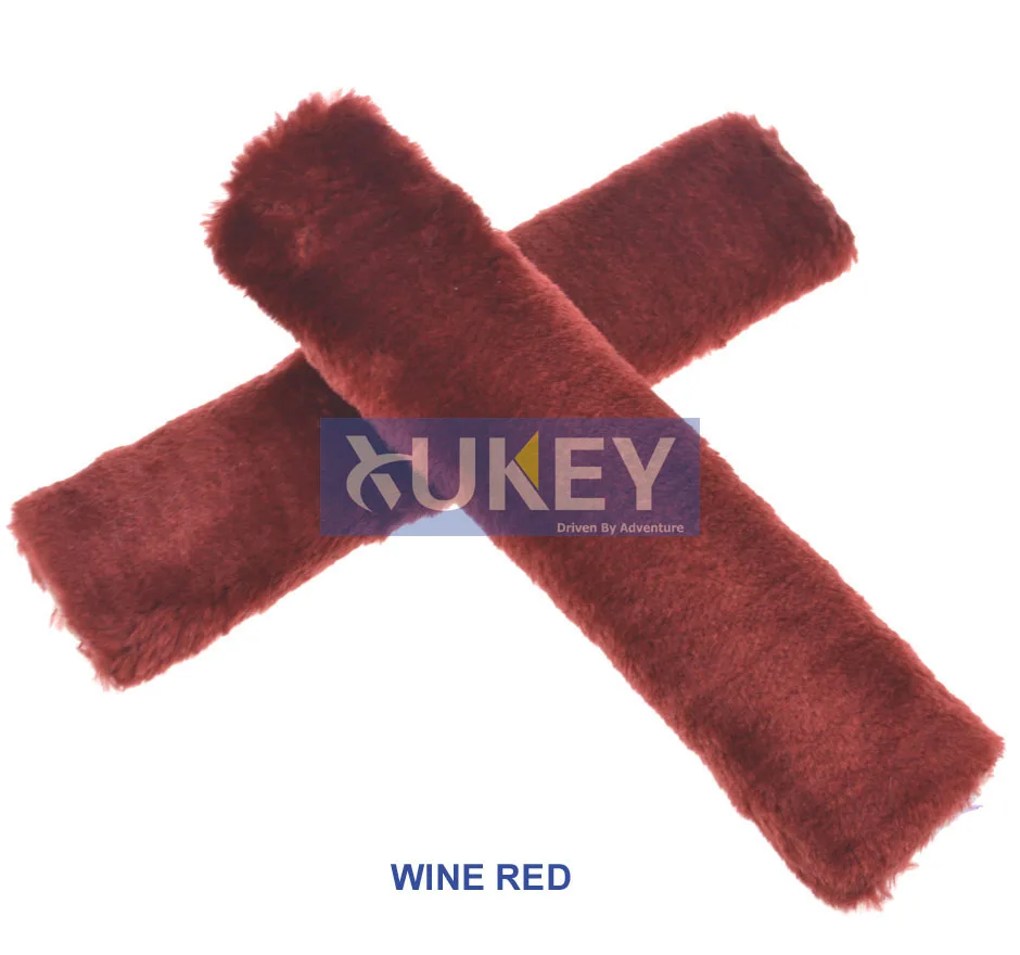 wine red XUKEY из искусственной овчины, шерсти, меха, Авто Ремень безопасности, подплечники, чехол, зимний пушистый жгут, ремни безопасности, чехлы для сидений, стиль автомобиля, розовый - Название цвета: wine red