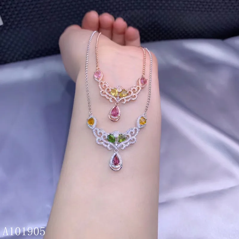 Женское Ожерелье с натуральным турмалином инкрустированное серебром|Подвески| |