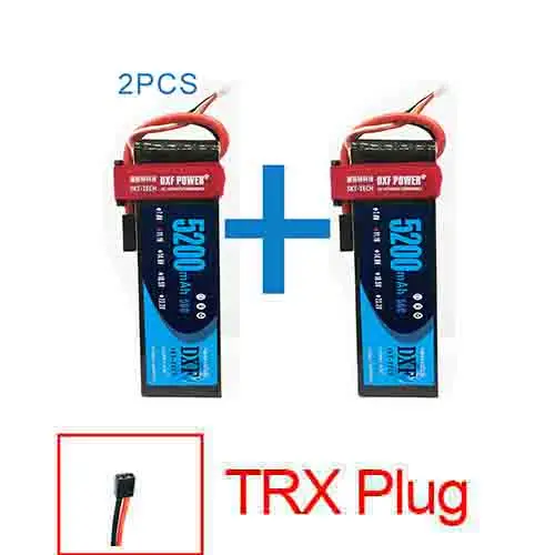 5200Softcase50C-TRX 2 шт. DXF lipo Батарея 3S 11,1 V 3000 мА/ч, 3500 мА/ч, 5200 мА/ч, 30C 45C 50C 100C 200C для 1/10 1/8 RC автомобиль грузовик FPV, вертолет-Дрон - Цвет: 5200Softcase50C-TRX