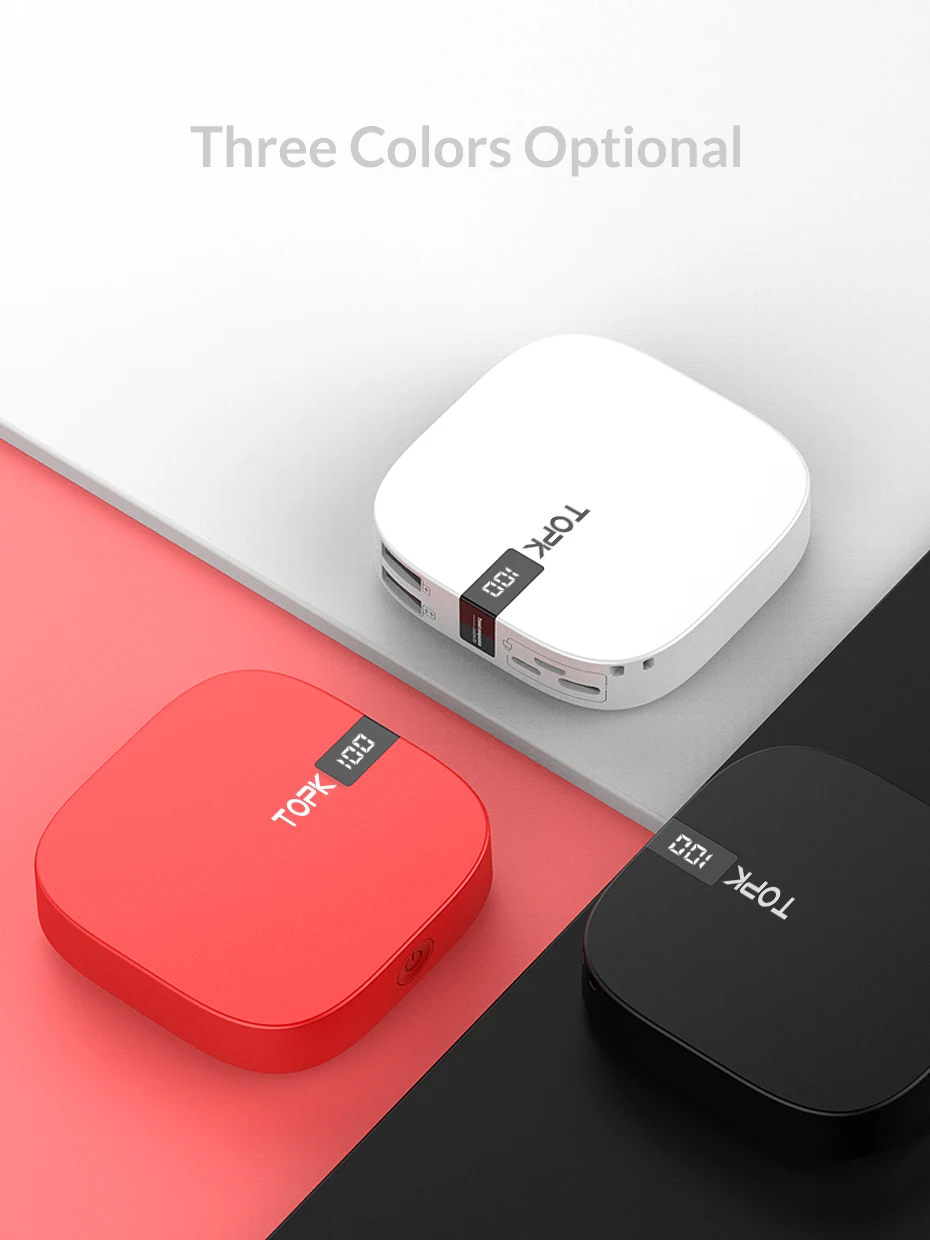 TOPK mini power Bank 1000 мАч 2 usb порта портативное Внешнее зарядное устройство для Xiaomi Mi9 samsung Galaxy S10 iPhone x XS