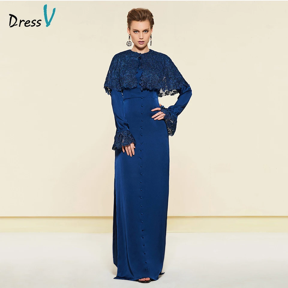 

Элегантное темно-синее кружевное платье Dressv с длинными рукавами для матери невесты длинное платье в пол на молнии длинное вечернее платье д...