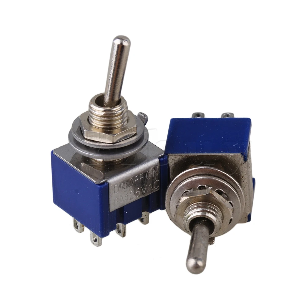 Yibuy 40 шт синий 3-полосный AC 125V 6A двухполюсный DPDT ВКЛ/ВЫКЛ/вкл Тип 3P тумблер | Спорт и