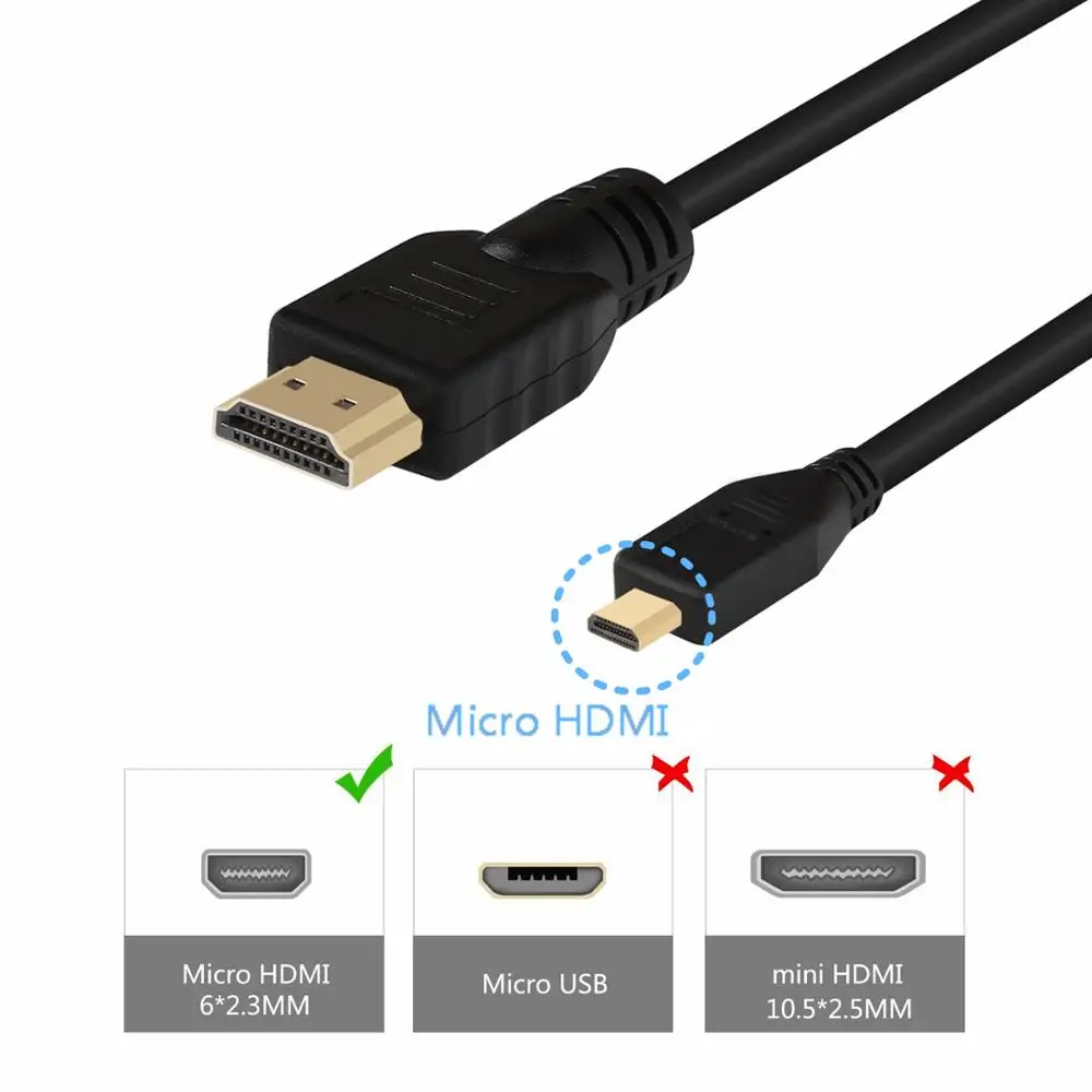 ICZI 1,8 m Micro HDMI к HDMI кабель 4 K 3D аудио адаптер для GoPro Hero 7 черный 6 5 4