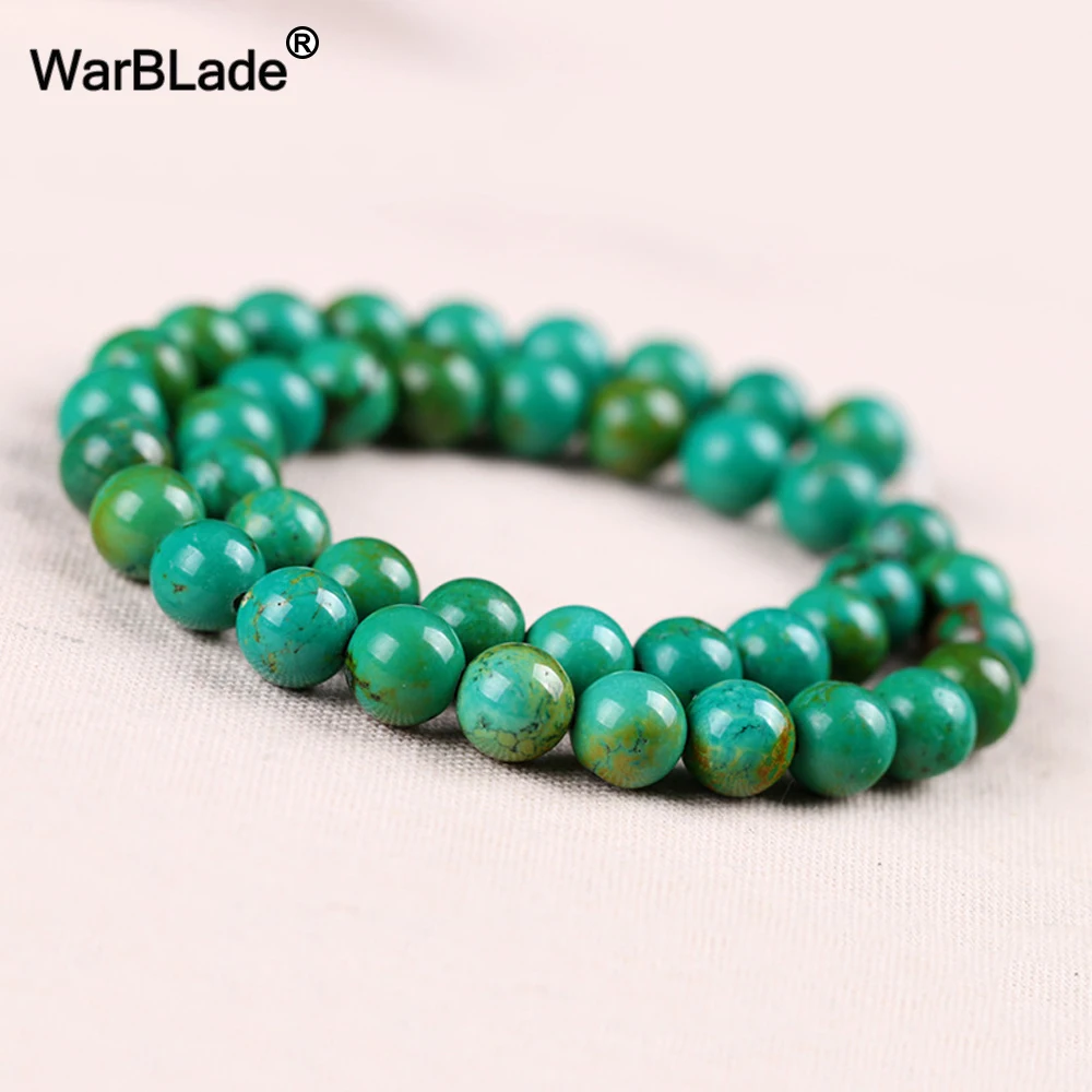 WarBLade Natural Stone Green Turquoise Beads Blue Round Loose 4mm 6mm 8mm 10mm 12MM For DIY Bracelet Jewelry Making | Украшения и