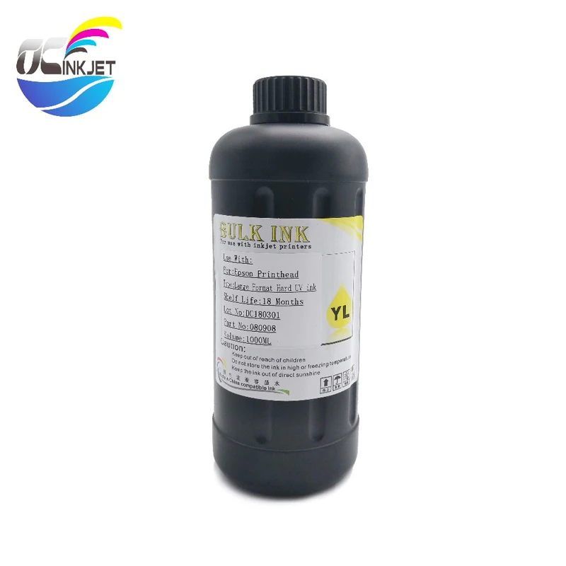 Ocinkjet 1000 мл Светодиодный УФ чернила для Epson 1390 1400 1410 1430 L800 L1800 для DX3 DX4 DX5 DX6 DX7 окружающей среде, печатные головки подходят для твердых и мягких Материал