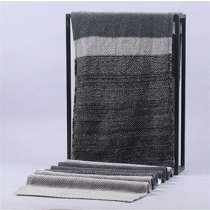 4 black gray ZFQHJJ Корейский мужской акриловый вязаный шарф для женщин и мужчин унисекс осень зима теплые шарфы подходят для влюбленных длинный большой вязаный шарф Обертывания - Цвет: 4 black gray