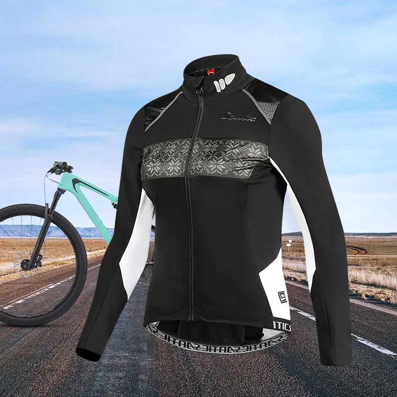 Женская Вело Джерси Santic Pro Fit SANTIC WARM + флисовая куртка из ткани для велоспорта