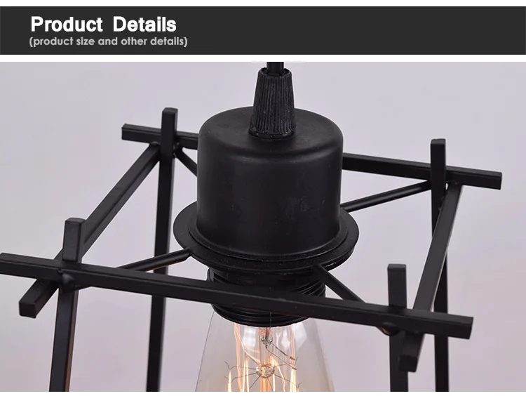 

Black Vintage pendant lights Industrial Retro Pendant Lamp Edison Light E27/E26 Holder Iron Restaurant Bar Counter Cage Lamp