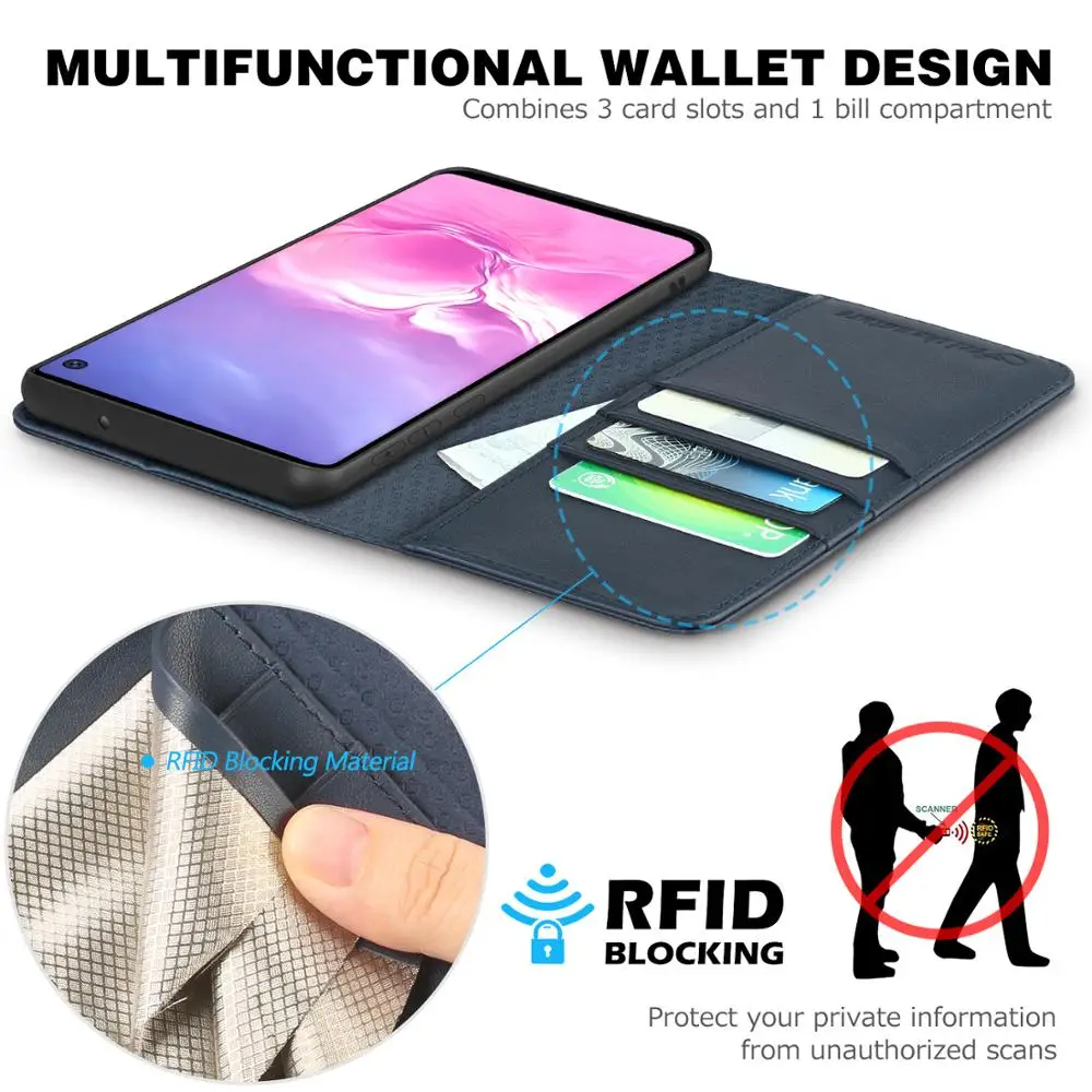 Чехол-Кошелек SHIELDON для Galaxy S10, функция подставки из натуральной кожи, слоты для кредитных карт, магнитная застежка, флип-чехол-книжка
