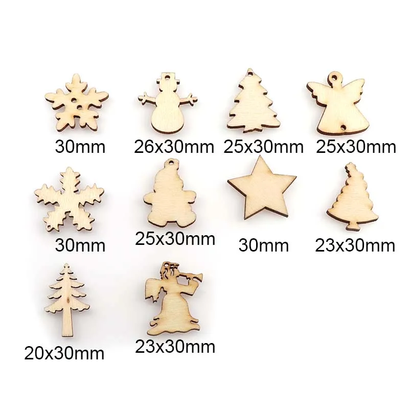 

50Pcs DIY Wooden Mixed style Christmas green decorative Embellishments Crafts Scrapbooking Supplies Hand-made Graffiti Buttons