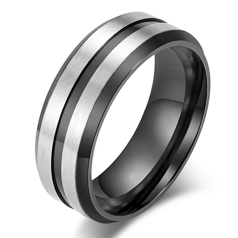 ZTYDEMO Silver Matte Brushed Wedding Rings for Men 8MM 316L Stainless Steel Boy Engagement Accessories Male Ring Jewelry | Украшения и
