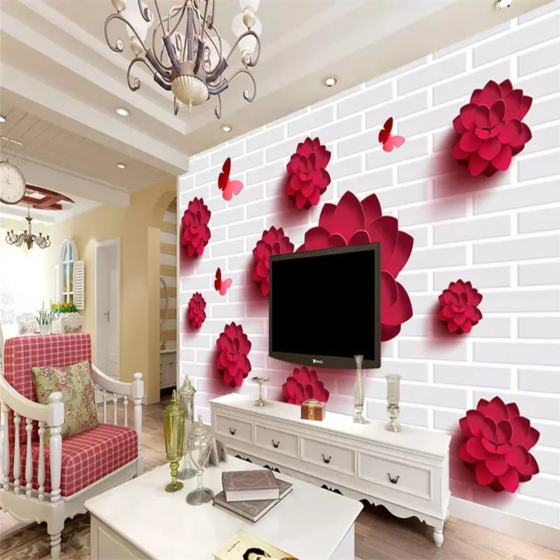 Простая атмосферная стена с цветами профессиональное производство роспись