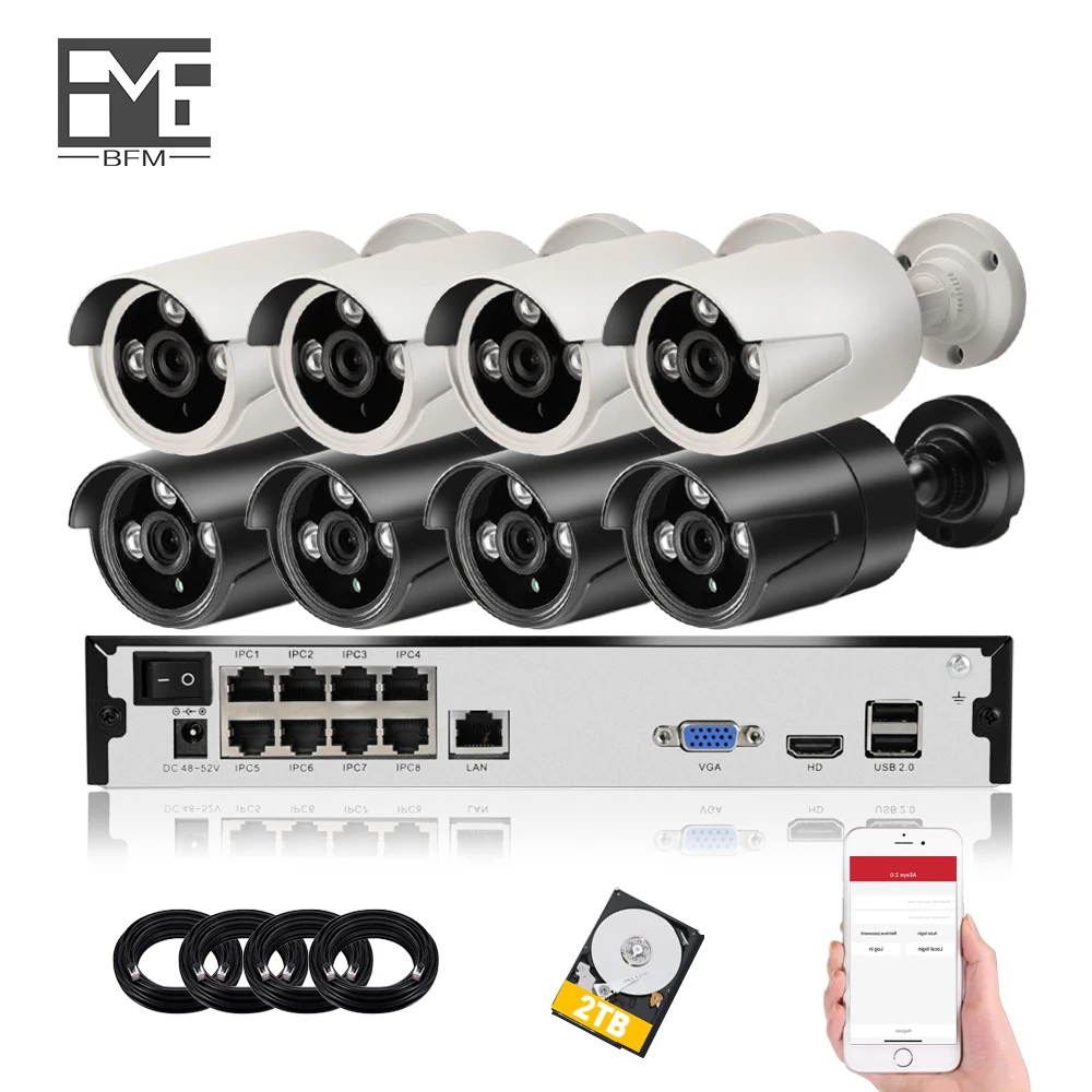 BFMore HD 5.0MP 8CH набор для видеонаблюдения комплект 4CH H.265 POE nvrip Камера