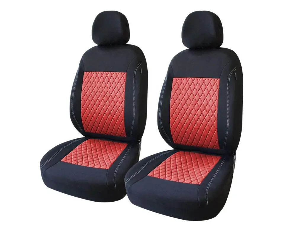 2pc black-red Чехлы для автомобильных сидений, полный набор чехлов для автомобильных сидений, универсальные, совместимы с большинством аксессуаров для салона автомобиля, защита цвета - Название цвета: 2pc black-red