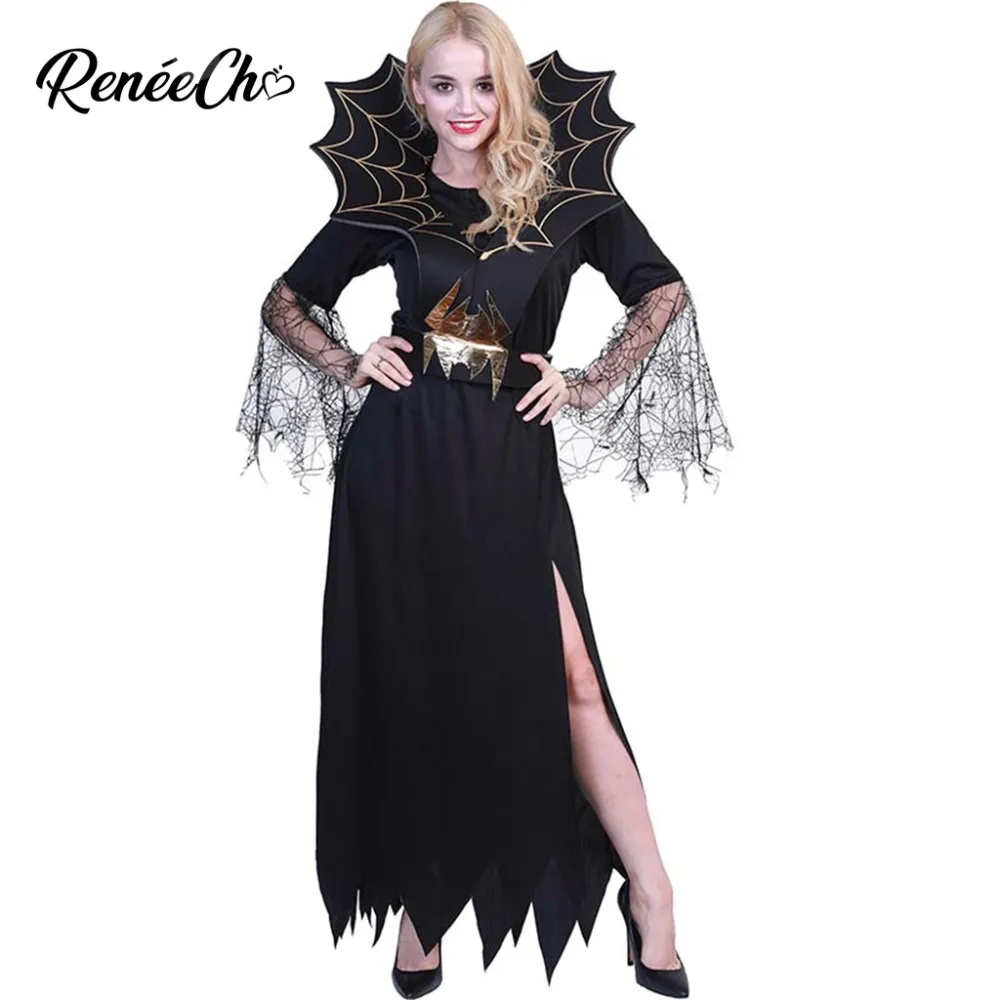 

Halloween Costumes For Women Spider Devil Costume Lace Black Witch Cosplay Adult Female Vampire Costume Medieval Fancy Dress