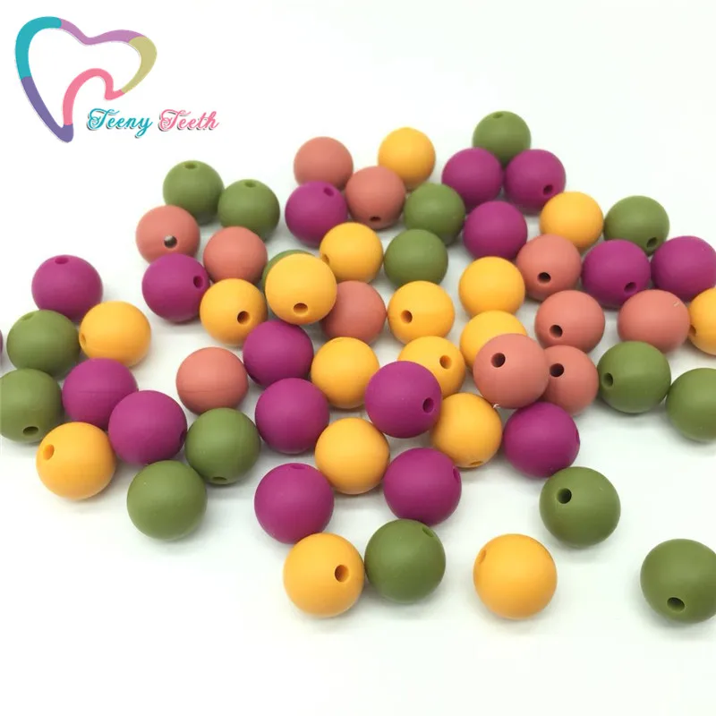 Teeny Teeth Silicone Chewable Jewelry Round 12-15 MM Loose Soft Beads 100 PCS Mustard Teething For Baby Necklace | Украшения и