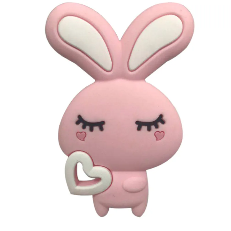 rabbit-pink Силиконовые Прорезыватели, сделай сам, животное, коала, детское кольцо, прорезыватель, BPA FreeInfant, Сова, коала, бусины, сделай сам, цепочка для детей, прорезыватель, подарок, игрушки для малышей - Цвет: rabbit-pink