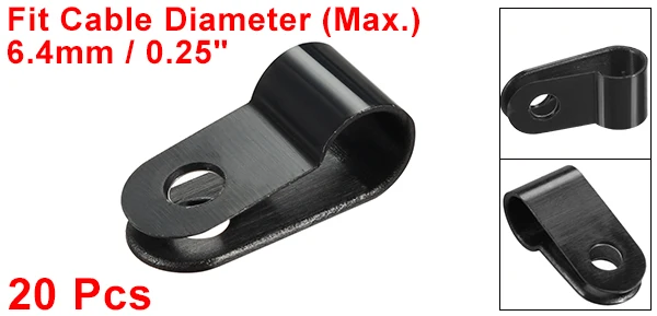 6.4mm Dia. Wire Uxcell 20 штук 3,1/5,2/6,4/9,5 мм Dia. Провод шланг трубка r-тип черный белый нейлон кабельный зажим организатор шнур зажимы блокировка провода - Цвет: 6.4mm Dia. Wire