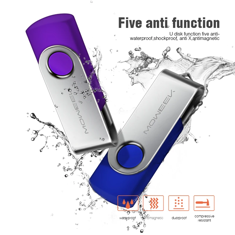 Moweek поворотный USB флеш-накопитель металлический cle 64 ГБ 4 8 16 32 2 0 Флешка 128 U диск в