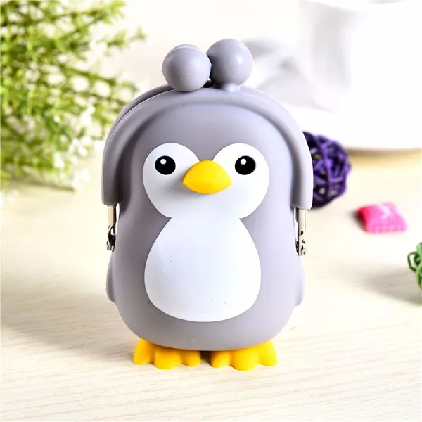 gray penguin Силиконовый кошелек с рисунком пингвина для мальчиков и девочек, сумка для монет, Детская сумка для ключей, с фабрики, кошелек с застежкой, чехол - Цвет: gray penguin
